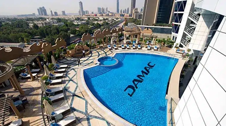 Pool with Damac logo in it 