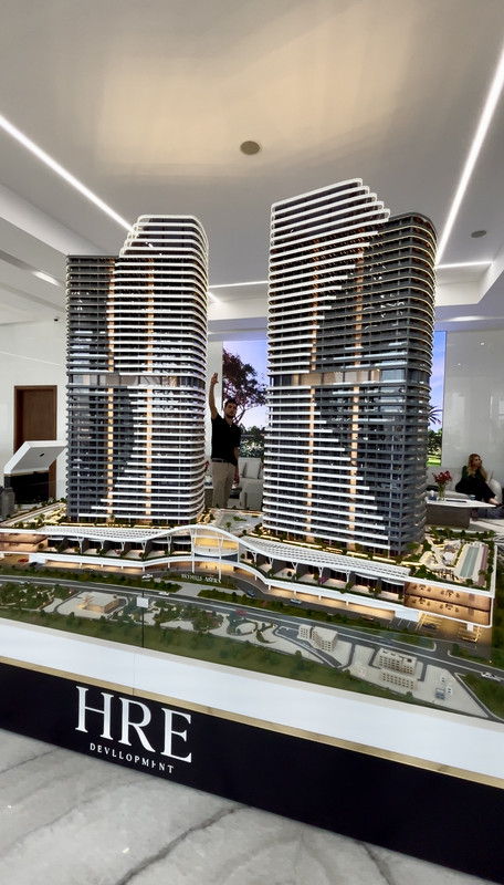 A scale model of the buildings