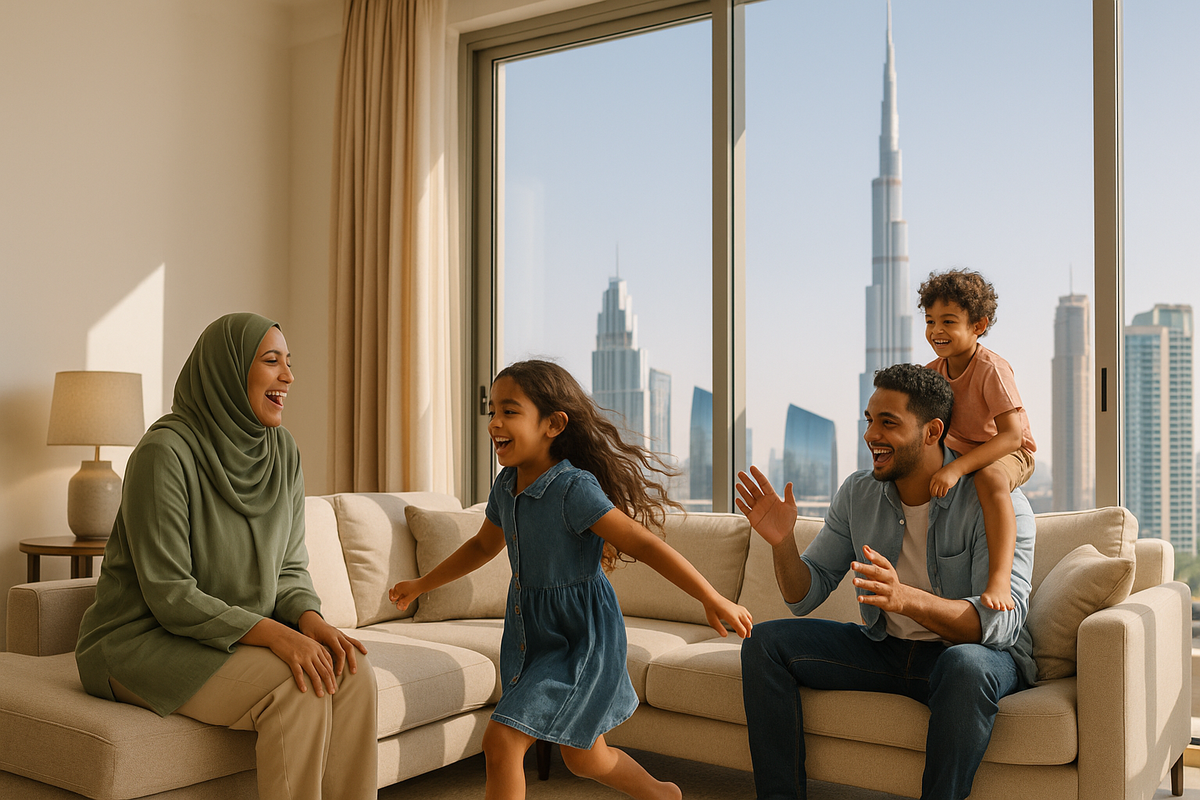 A happy arab family enjoying their time in their new home
