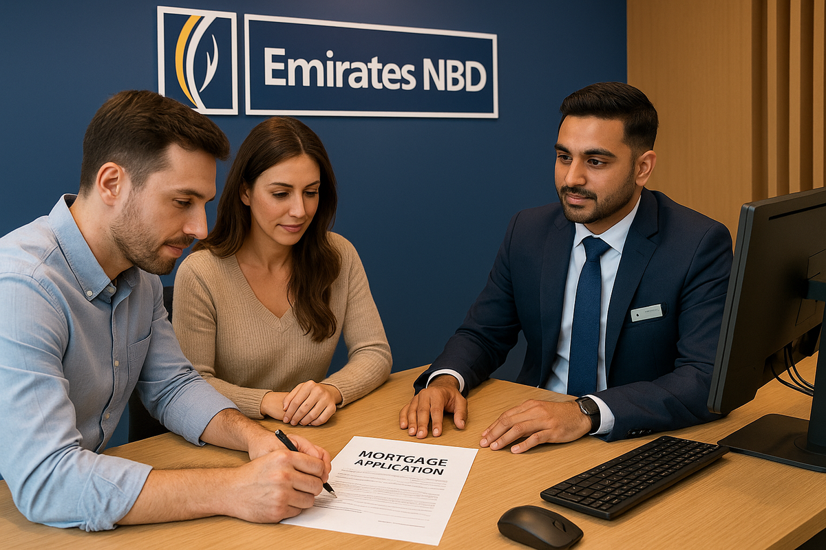 Buyers registering for a mortgage with ENDB bank in Dubai