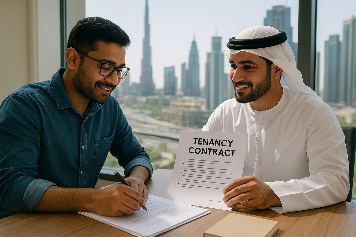 A UAE national renewing a tenancy contract with a tenant in Dubai