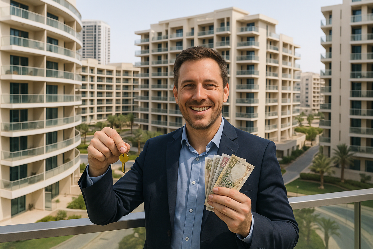 Investor with money and a key in Dubai